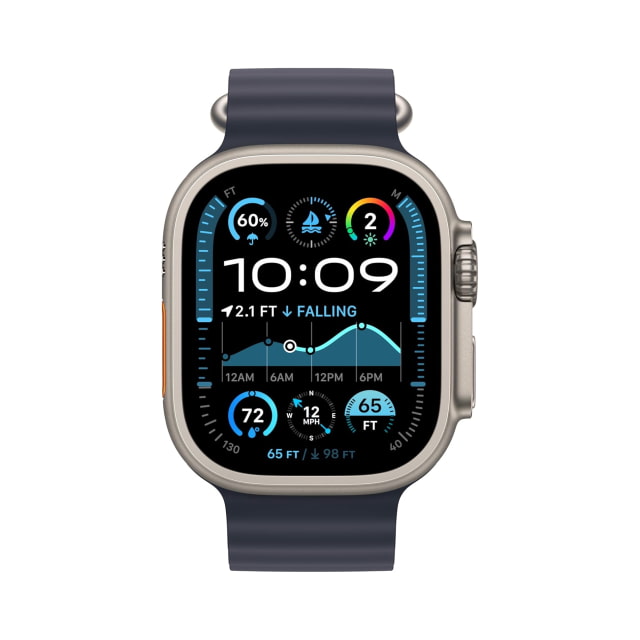 Apple Watch Ultra (2nd Generation) (49mm, Cellular, Titanium, Natural) with Ocean Band (Navy)
