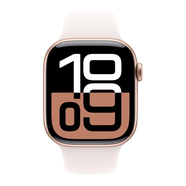 Apple Watch Series 10 (42mm, GPS, Aluminum, Rose Gold) with Sport Band (S/M, Light Blush)