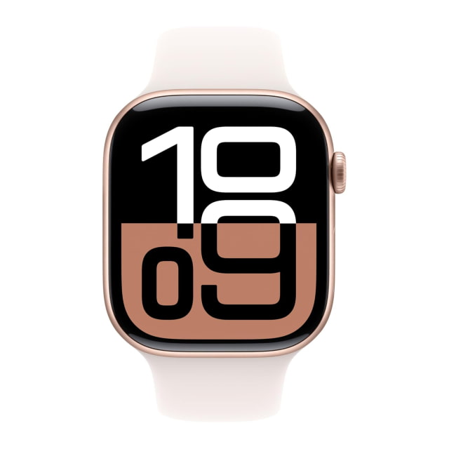 Apple Watch Series 10 (46mm, GPS, Aluminum, Rose Gold) with Sport Band (M/L, Light Blush)