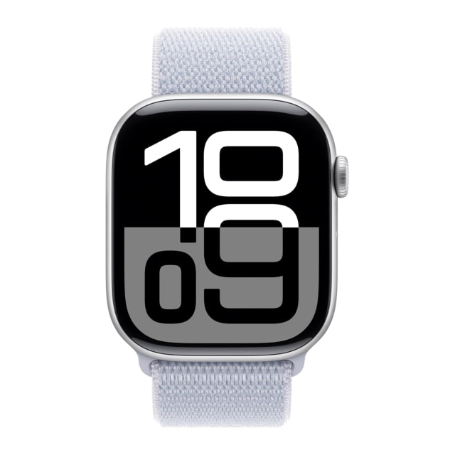 Apple Watch Series 10 (46mm, GPS, Aluminum, Silver) with Sport Loop Band (Blue Cloud)