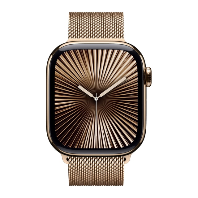 Apple Watch Series 10 (42mm, Cellular, Titanium, Gold) with Milanese Loop Band (Gold)