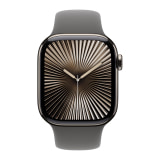Apple Watch Series 10 (42mm, Cellular, Titanium, Natural) with Sport Band (S/M, Stone Gray)