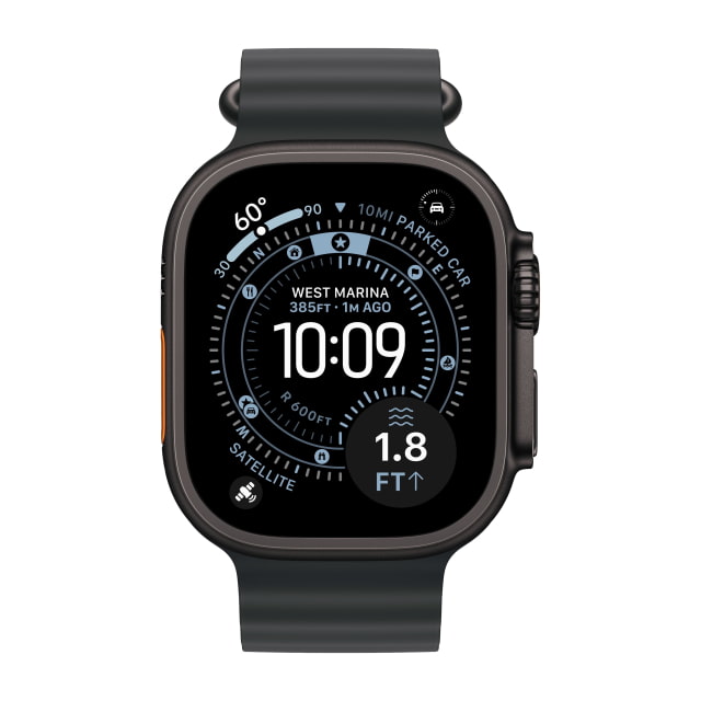 Apple Watch Ultra (3rd Generation) (49mm, Cellular, Titanium, Black) with Ocean Band (Black)