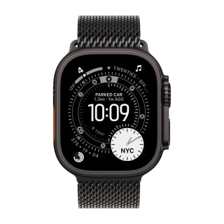 Apple Watch Ultra (3rd Generation) (49mm, Cellular, Titanium, Black) with Milanese Loop Band (Large, Black)