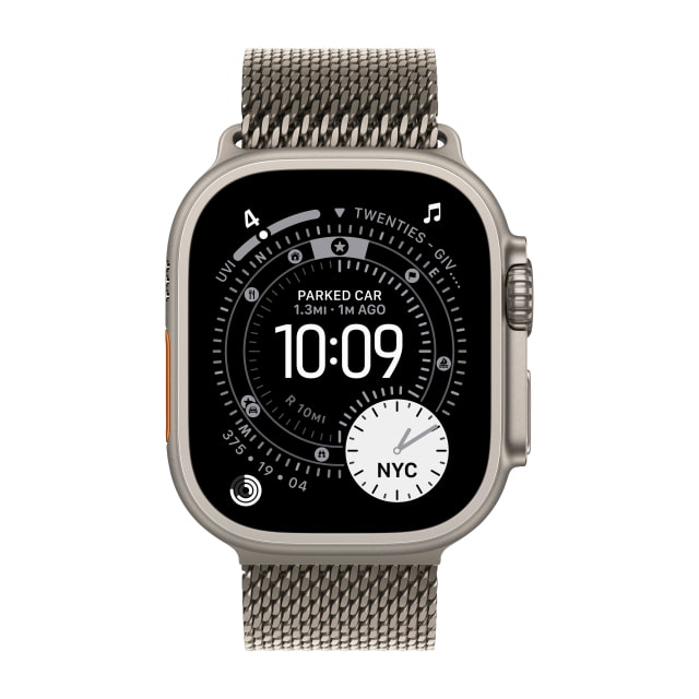 Apple Watch Ultra (3rd Generation) (49mm, Cellular, Titanium, Natural) with Milanese Loop Band (Small, Natural)