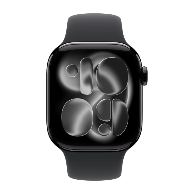 Apple Watch Series 11 (42mm, Cellular, Aluminum, Jet Black) with Sport Band (S/M, Black)