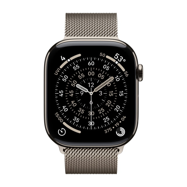 Apple Watch Series 11 (46mm, Cellular, Titanium, Natural) with Milanese Loop Band (M/L, Natural)