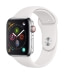 Apple Watch Series 4 (GPS + Cellular) - 44mm, Stainless Steel Case, White Sport Band