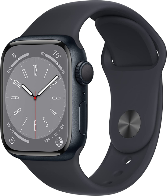 Apple Watch Series 8 (GPS, 41mm, Midnight Aluminum Case, Midnight Sport Band S/M)