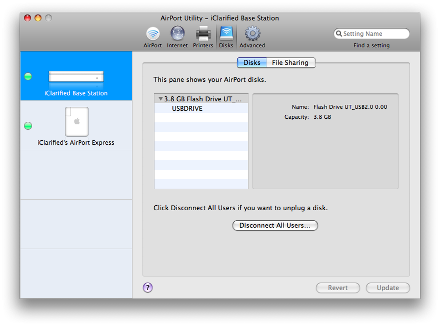 Share a USB Hard Disk Using Your AirPort Extreme