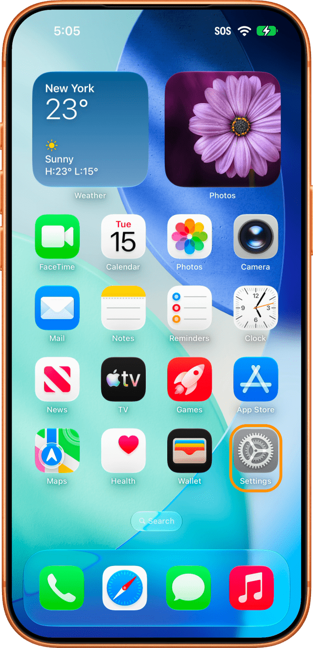 Tap Settings on the Home Screen