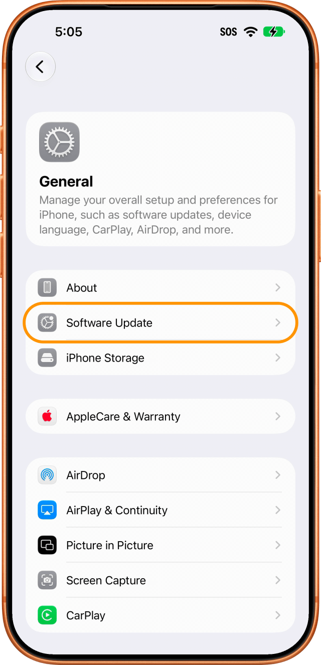 Tap Software Update