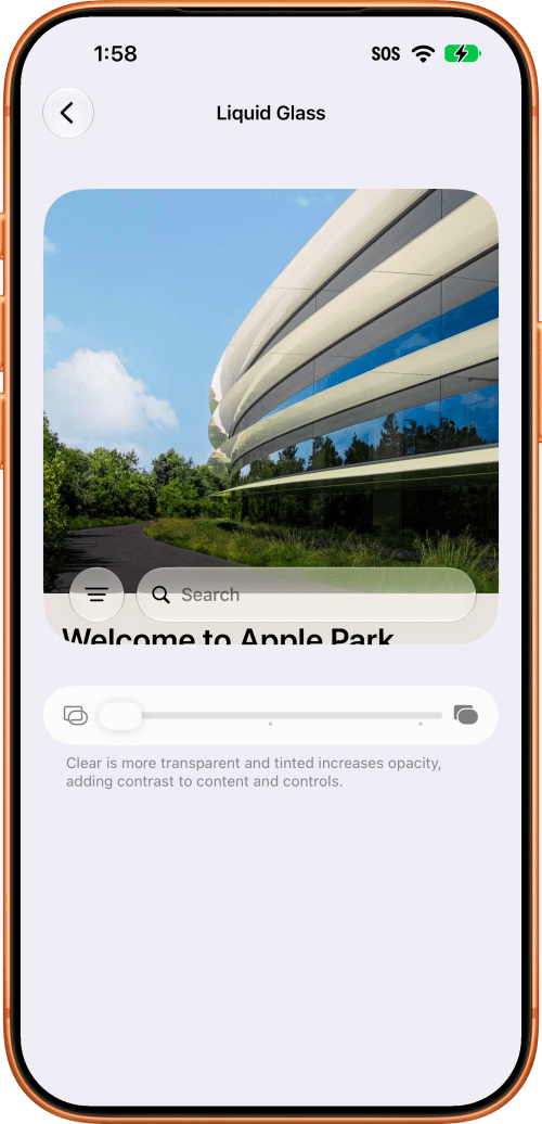 The slider at the left end: ultraclear, the preview's search bar fully see-through