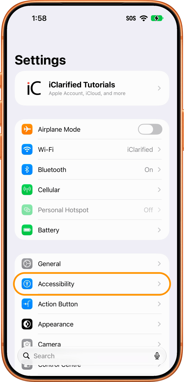 Tap Accessibility in Settings