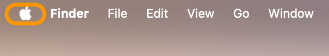 The Apple menu at the left end of the menu bar, ringed in orange