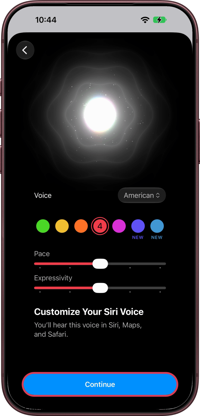 Continue ringed on Customize Your Siri Voice