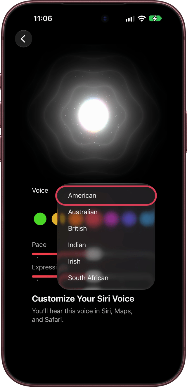 American ringed in the menu of six accents