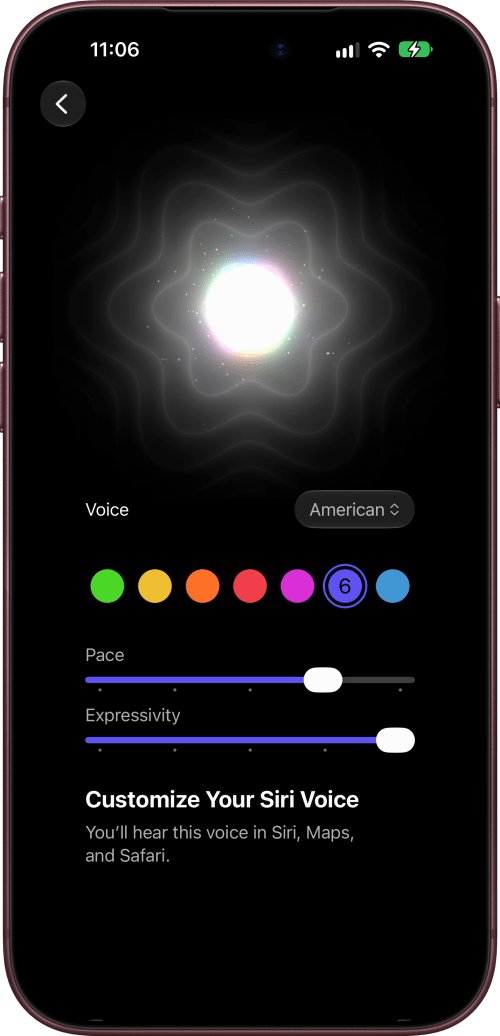 Voice 6 with Pace at 4 of 5 and Expressivity at 5 of 5