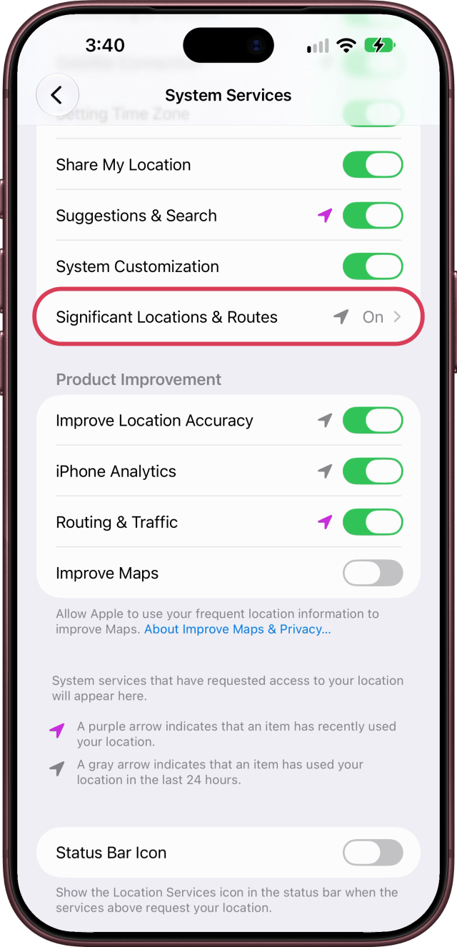 Significant Locations & Routes outlined in System Services.