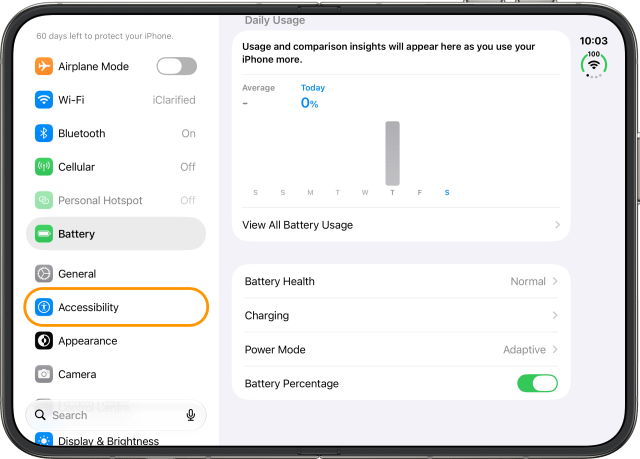 Tap Accessibility in the sidebar