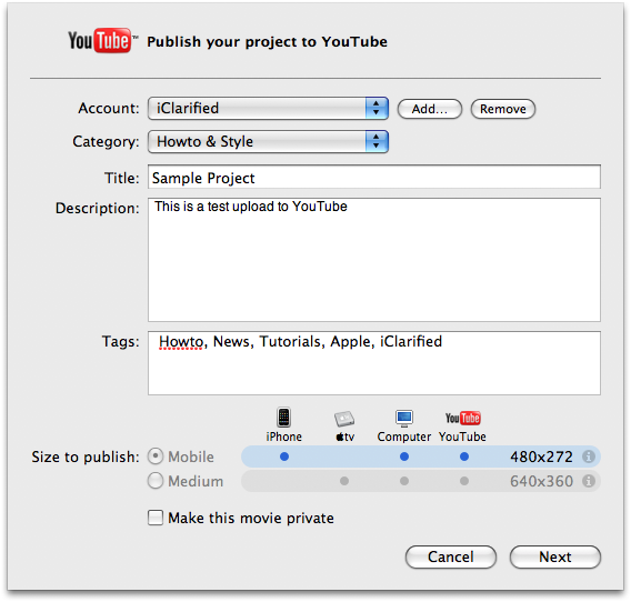 How to Publish an iMovie Project to YouTube