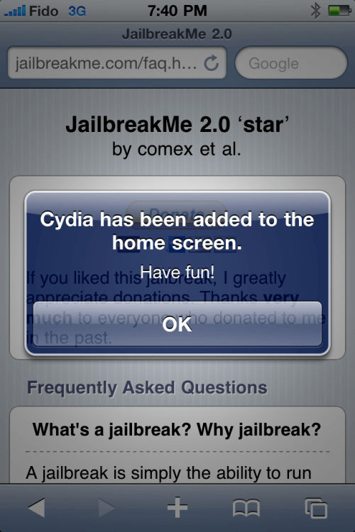 Hướng dẫn Jailbreak iPhone bằng JailbreakMe [4.0.0,4.0.1]