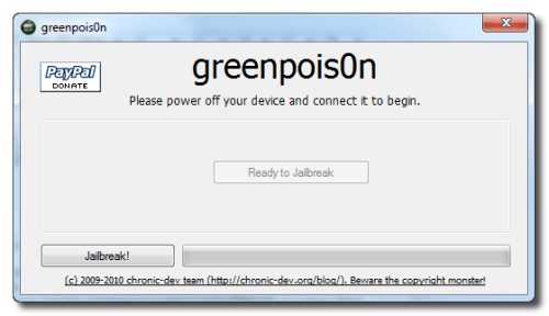 Ako previest Jailbreak na  iPhone 3GS, iPhone 4 pouzitim  Greenpois0n (Windows)