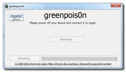 Ako previest Jailbreak na  iPhone 3GS, iPhone 4 pouzitim  Greenpois0n (Windows)