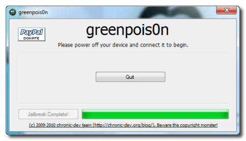 Ako previest Jailbreak na  iPhone 3GS, iPhone 4 pouzitim  Greenpois0n (Windows)