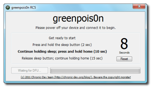 Инструкция по джейлбрейку iPhone 3Gs/4 с помощью утилиты Greenpois0n (Windows)