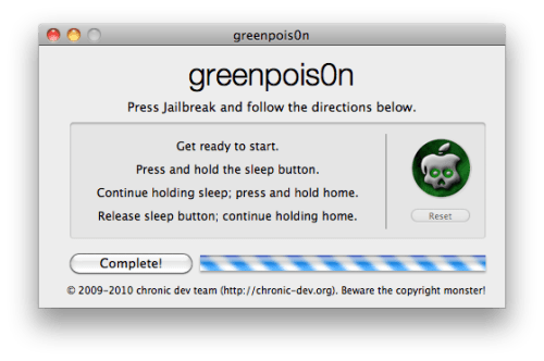 Ako na jailbreak iPhone 3GS, iPhone 4 pomocou Greenpois0n (Mac) [4.2.1]