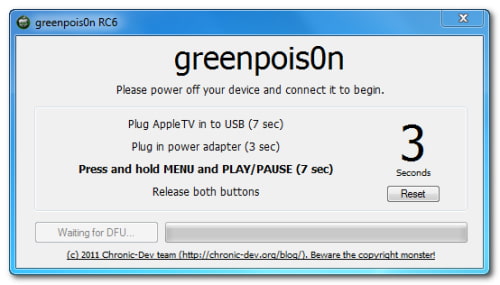 Como realizar el Jailbreak de un Apple TV 2G utilizando Greenpois0n (Windows)