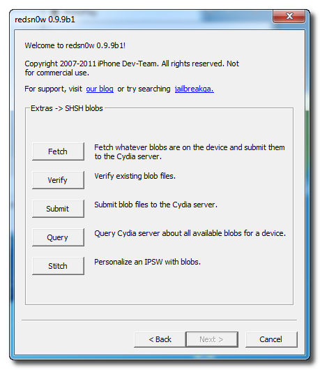 Hur du går till väga för att spara iPhone SHSH Blobs med RedSnow (Windows)