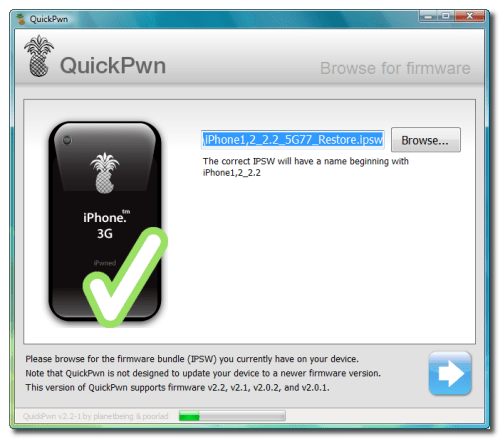 Melakukan Jailbreak IPhone 3G versi 2.x.x menggunakan QuickPwn