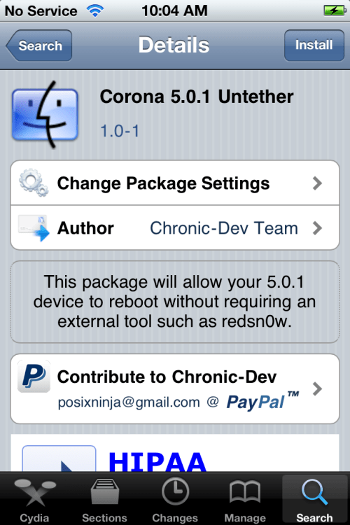 Untether Jailbreak สำหรับเครื่องที่ Tethered Jailbreak ไปแล้วด้วย Corona