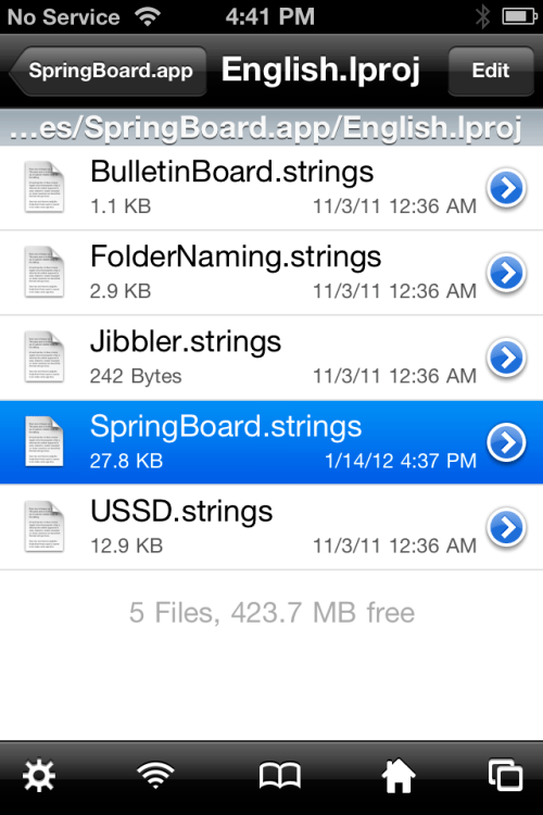 How to Manually Change iPhone SpringBoard Strings