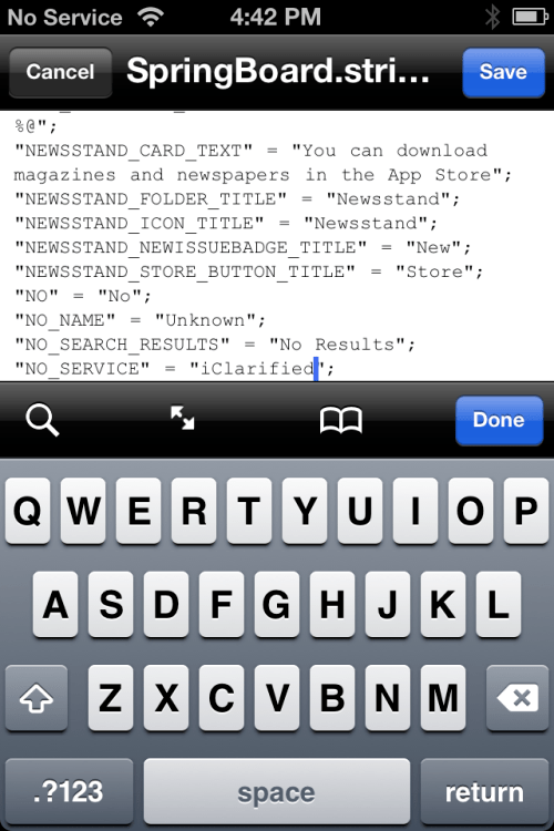 How to Manually Change iPhone SpringBoard Strings