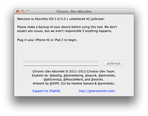 Come effettuare il Jailbreak di un iPhone 4S usando Absinthe (Mac) [5.0, 5.0.1]