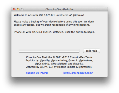 Como hacerle Jailbreak a su iPhone 4S Usando Absinthe (Mac) [5.0, 5.0.1]