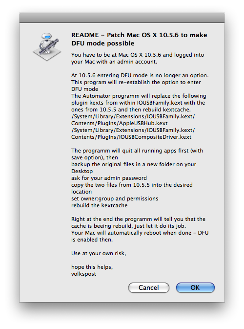 Como Habilitar o Modo DFU no Mac OS X 10.5.6