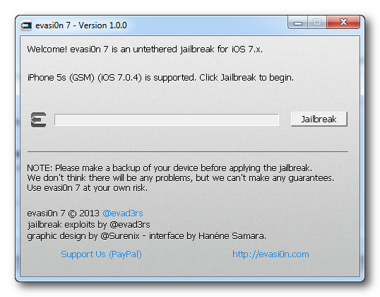 Jailbreak em iPhones 5s, 5c, 5, 4s, 4, com iOS 7 Usando Evasi0n (Windows)