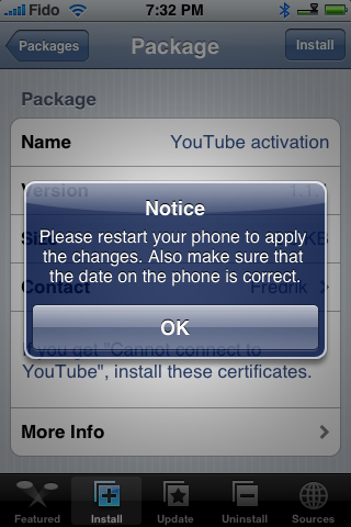 How to Fix YouTube on a 1.1.2 Unlocked iPhone