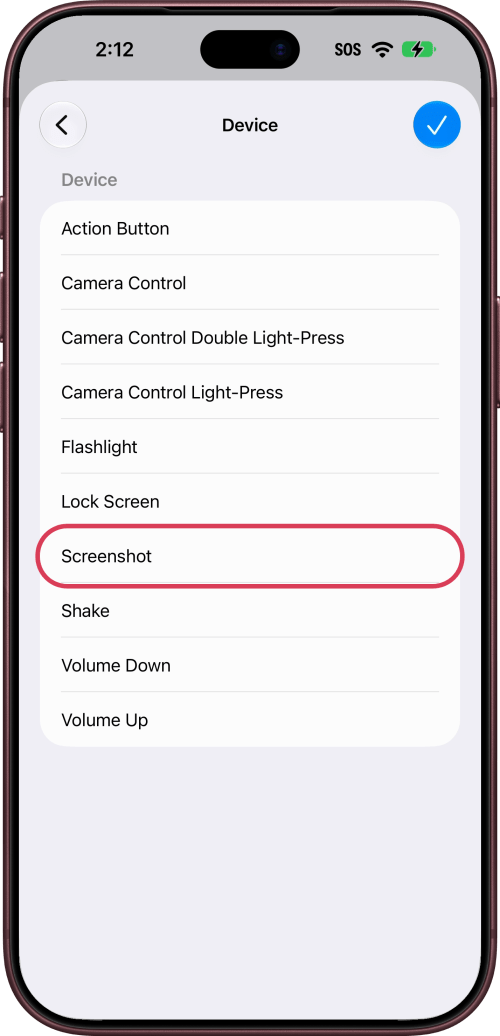 Screenshot outlined in the Device list.