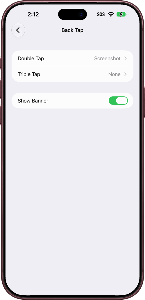 Back Tap with Double Tap set to Screenshot.