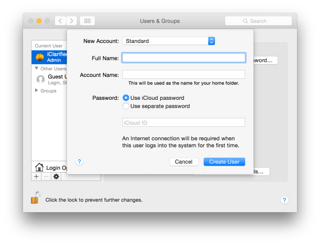 Add a New User Account in Mac OS X