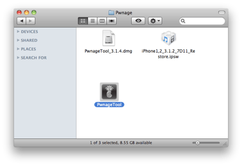 Jailbreak av iPhone 3G med nya firmware 3.1.2 med Pwnagetool för Mac