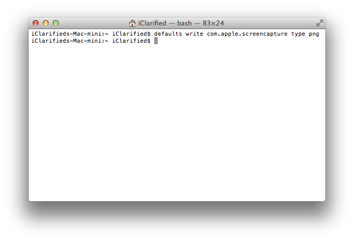 Change Screenshot Format in OSX