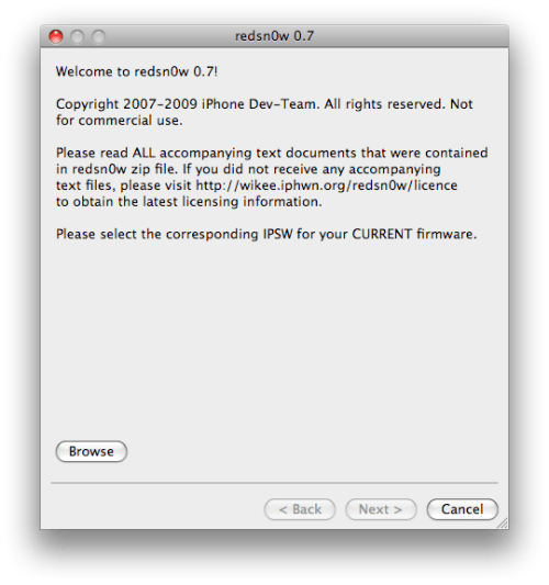 Jailbreak für iPhone 3G unter iPhone OS 3.0 mit Hilfe von RedSn0w für Mac OS X