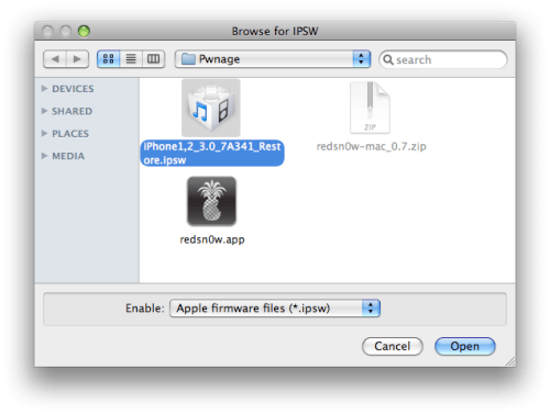 Jailbreak für iPhone 3G unter iPhone OS 3.0 mit Hilfe von RedSn0w für Mac OS X