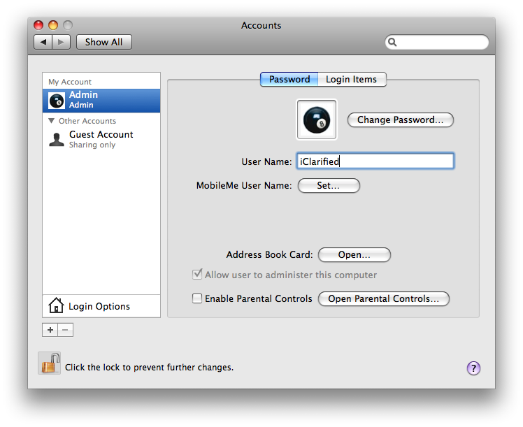 How to Change Your Mac OS X User Name and Password